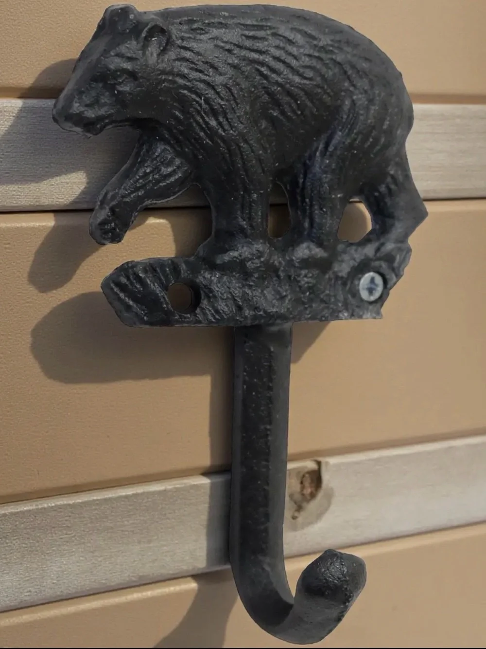 Black Bear Cast Iron Wall Hook - Rustic Home Accent—New